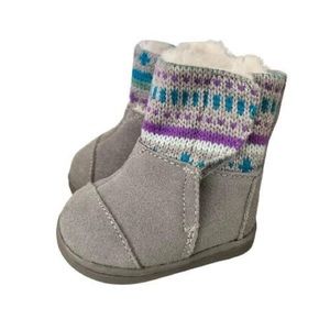 New Toms Nepal Boot Gray Suede Fair Isle T2